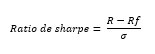Calcul permettant de déterminer le ratio de Sharpe dans un factsheet de fond