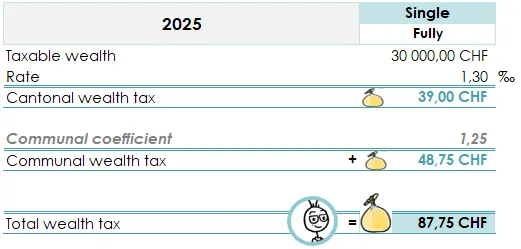 Wealth tax scale for a single person in 2025