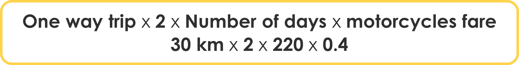 Image of the equation to find out the amount of deduction allowed for transport by moped, motorbike.